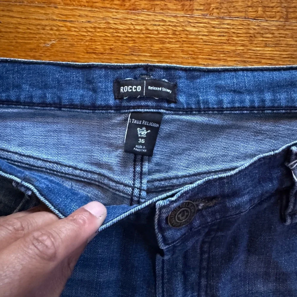 True Religion‎ Rocco Relaxed Skinny Men Blue Denim Jean Shorts Size 36